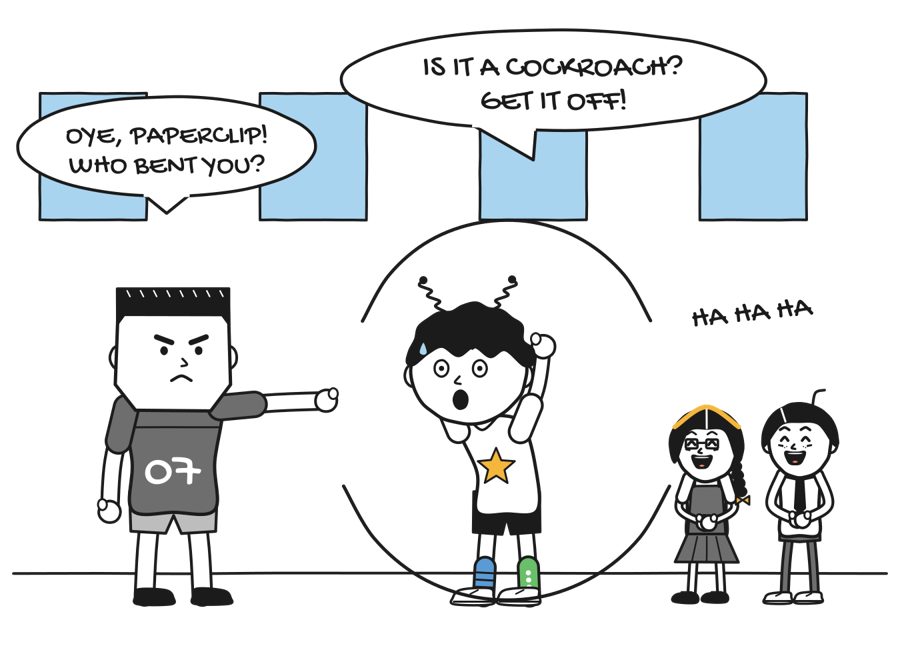 Doodle: Rocky shouts at a cockroach while Advait laughs